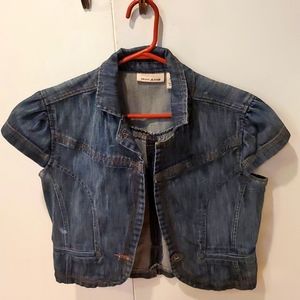 Jean short sleeve blazer, no stretch